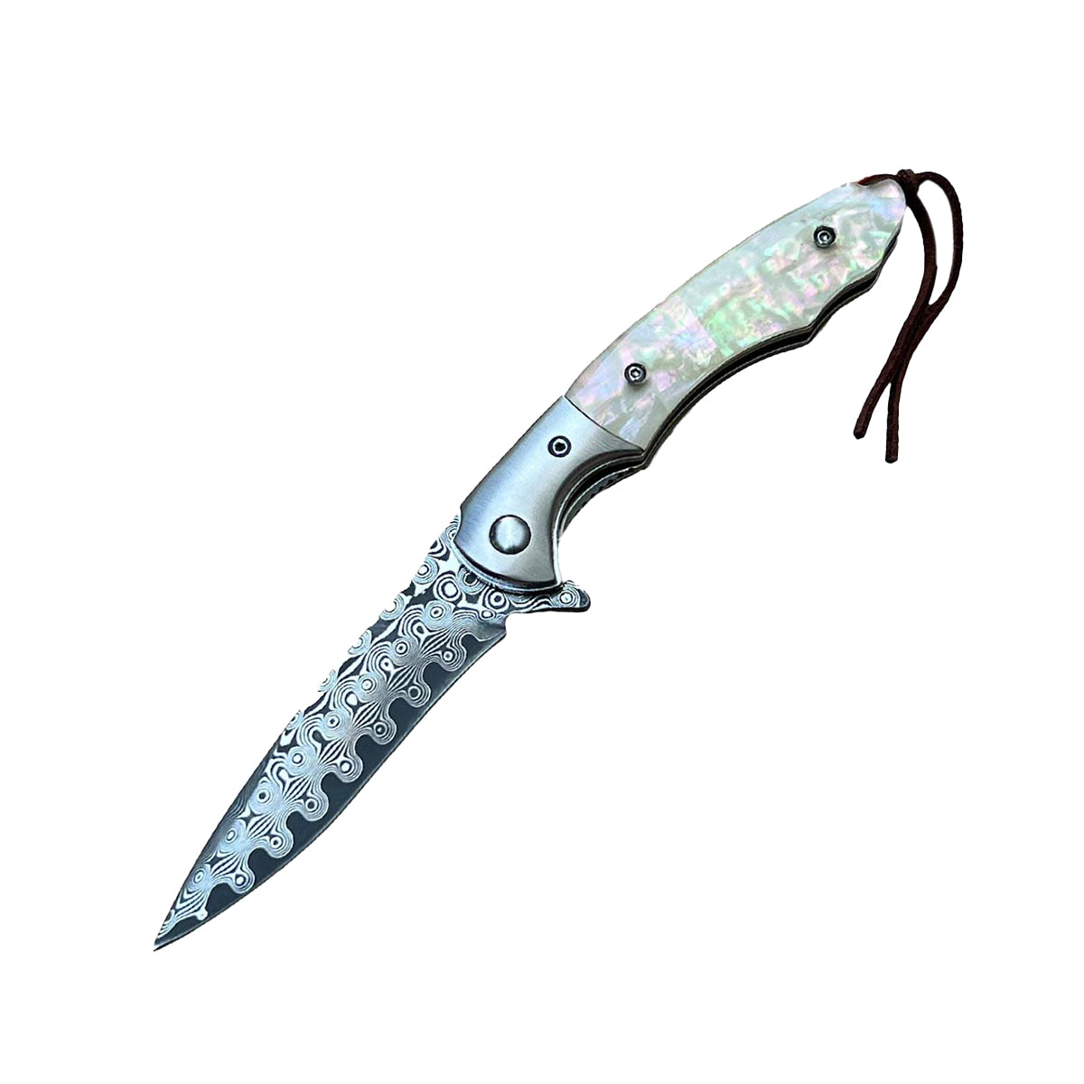 3.5" Ball Bearing Folding Knife w/ Drop Point Damascus Blade