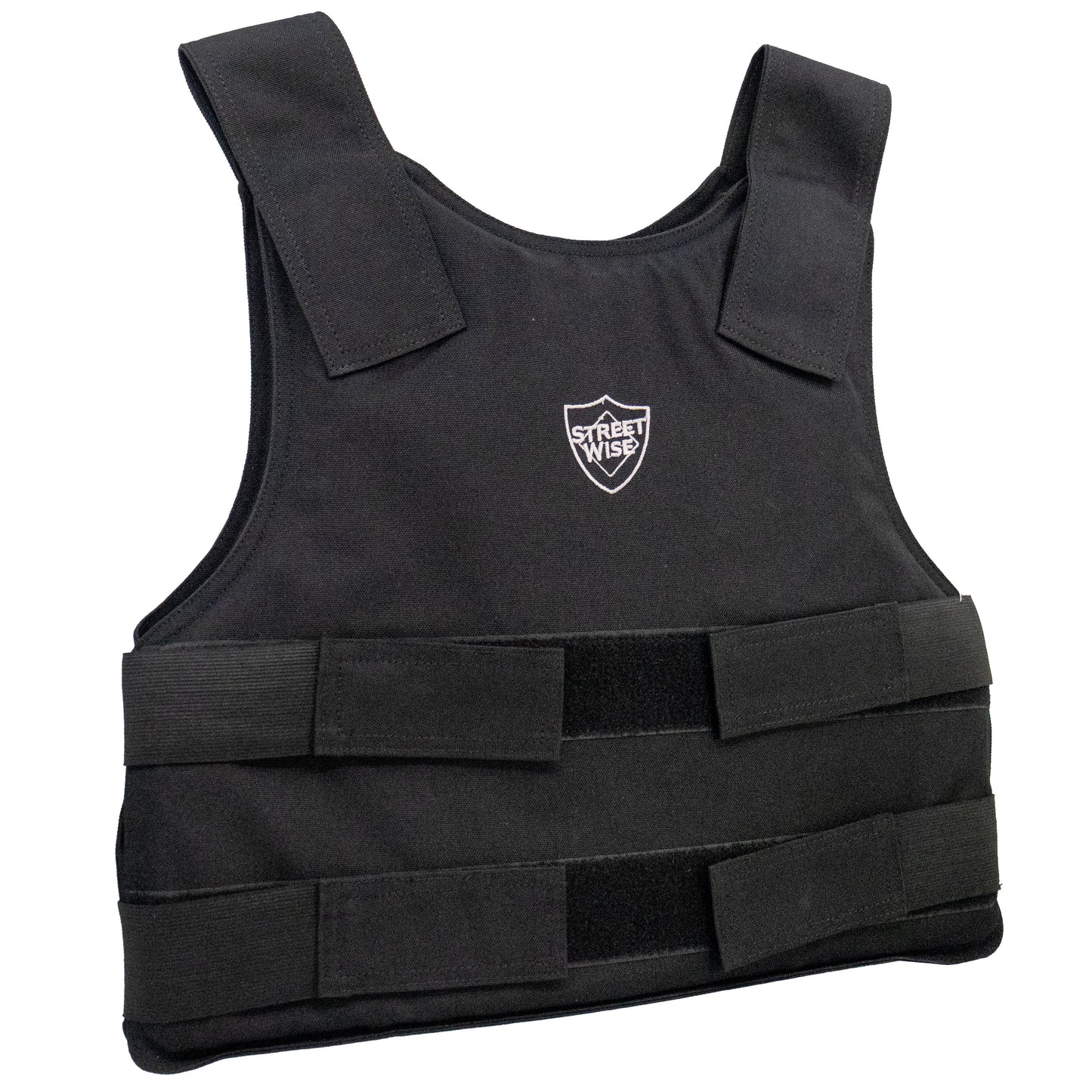 Angled view of Streetwise Level IIIA Ballistic Vest highlighting durable construction and adjustable straps