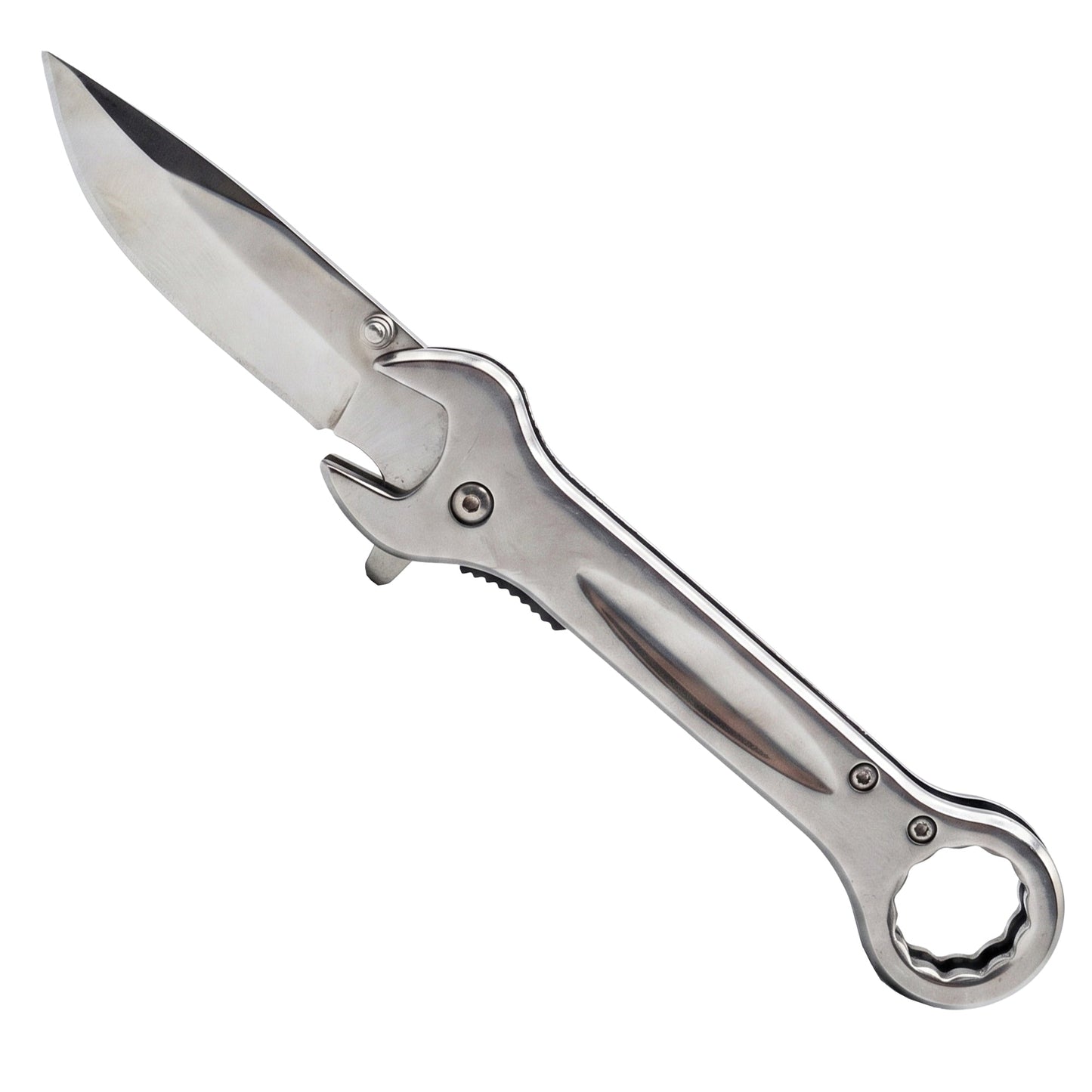 7.5 inch spring assisted knife with 14mm wrench and stainless steel handle