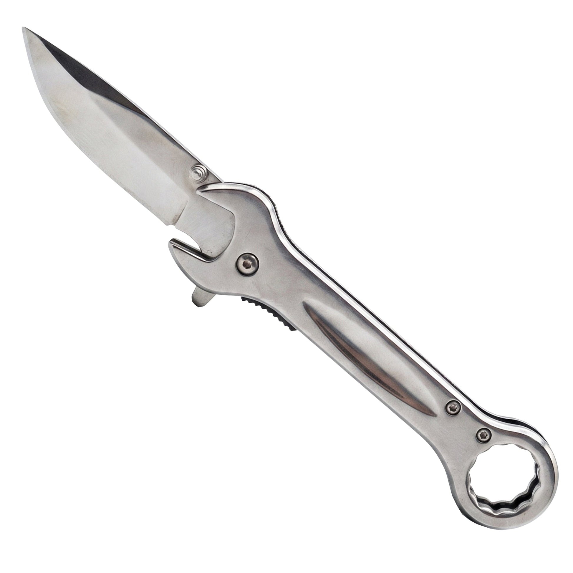7.5 inch spring assisted knife with 14mm wrench and stainless steel handle