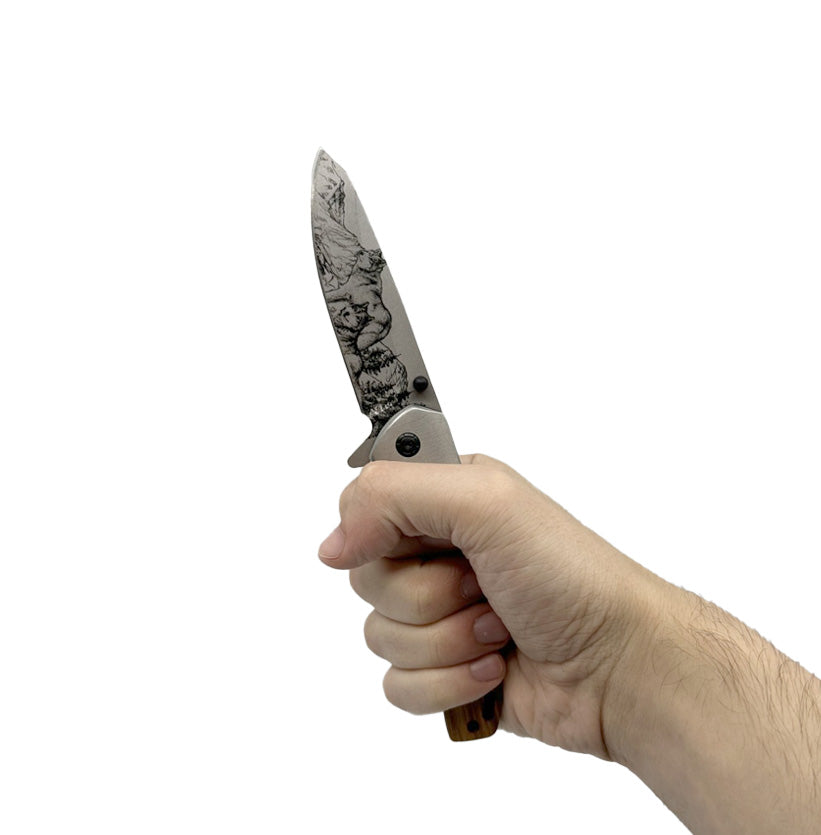 -- 3.5" Spring Assisted Knife Drop Point Blade  Knife 5" Spring Assisted Knife Drop Point Blade