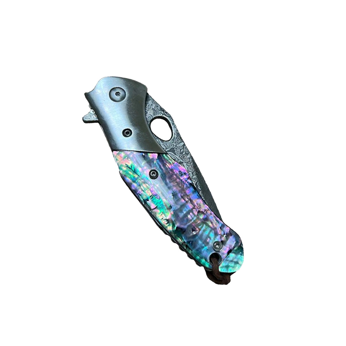 3.5" Damascus Drop Point Blade Knife w/ Abalone Handle