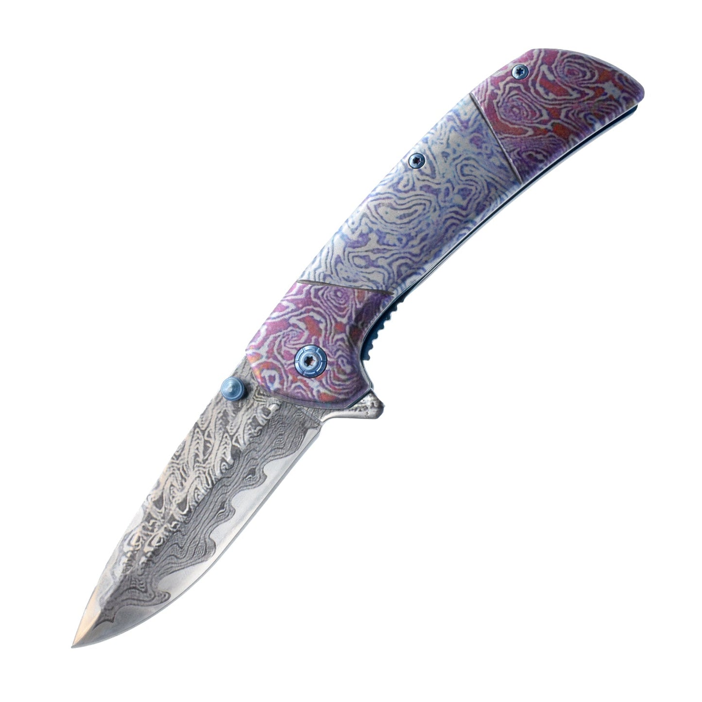 7.75" Titanium & Damascus Folding Knife