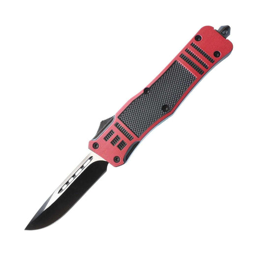 -- Automatic OTF  Knife w/ Belt Clip - Red & Black  Knife / Belt Clip - Red & Black