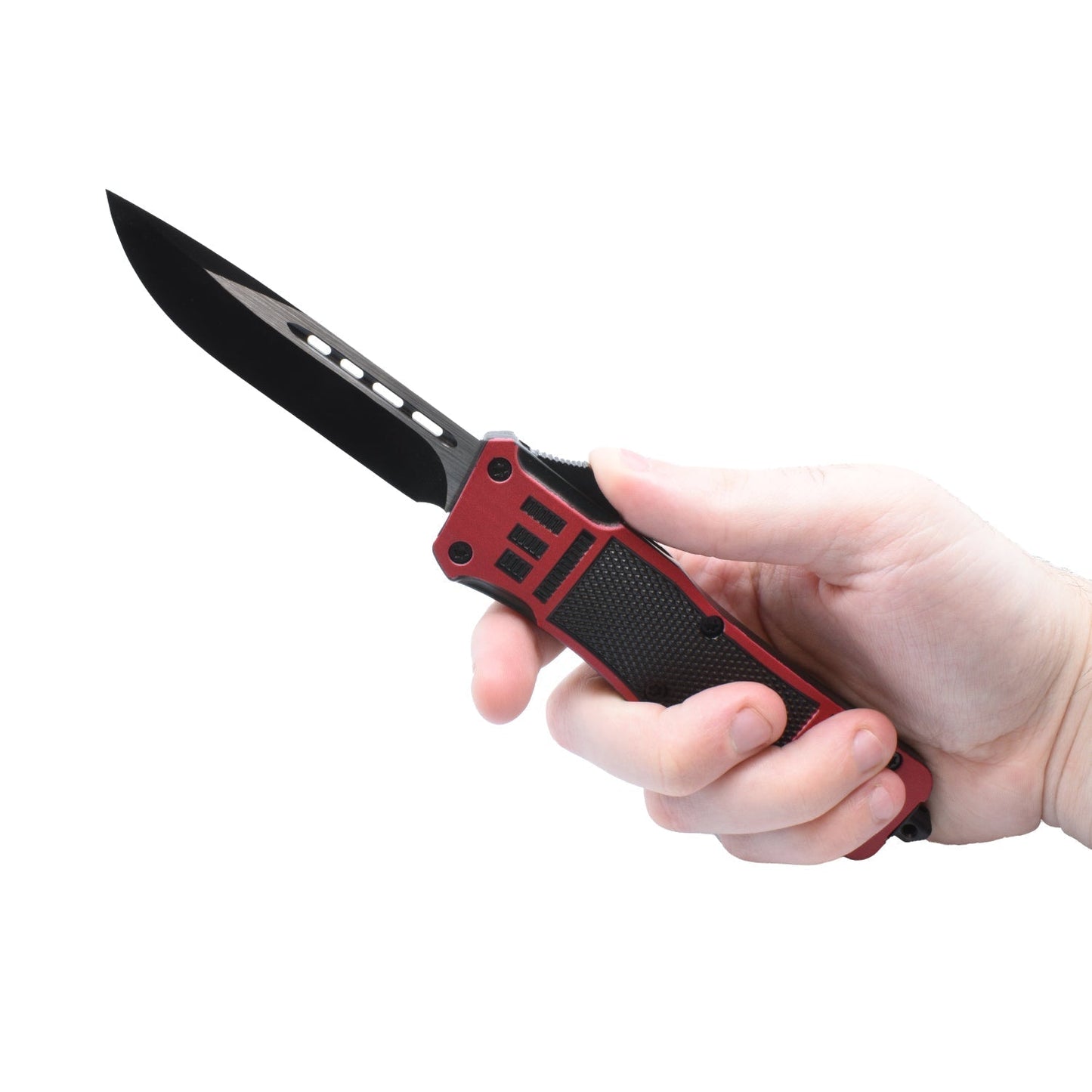 -- Automatic OTF  Knife w/ Belt Clip - Red & Black  Knife / Belt Clip - Red & Black