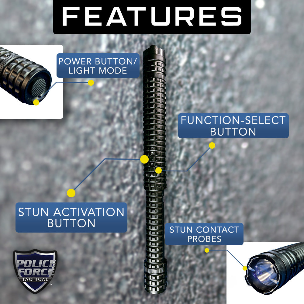 Tactical 12,000,000* Stun Baton Flashlight - Smart Pulse Safety