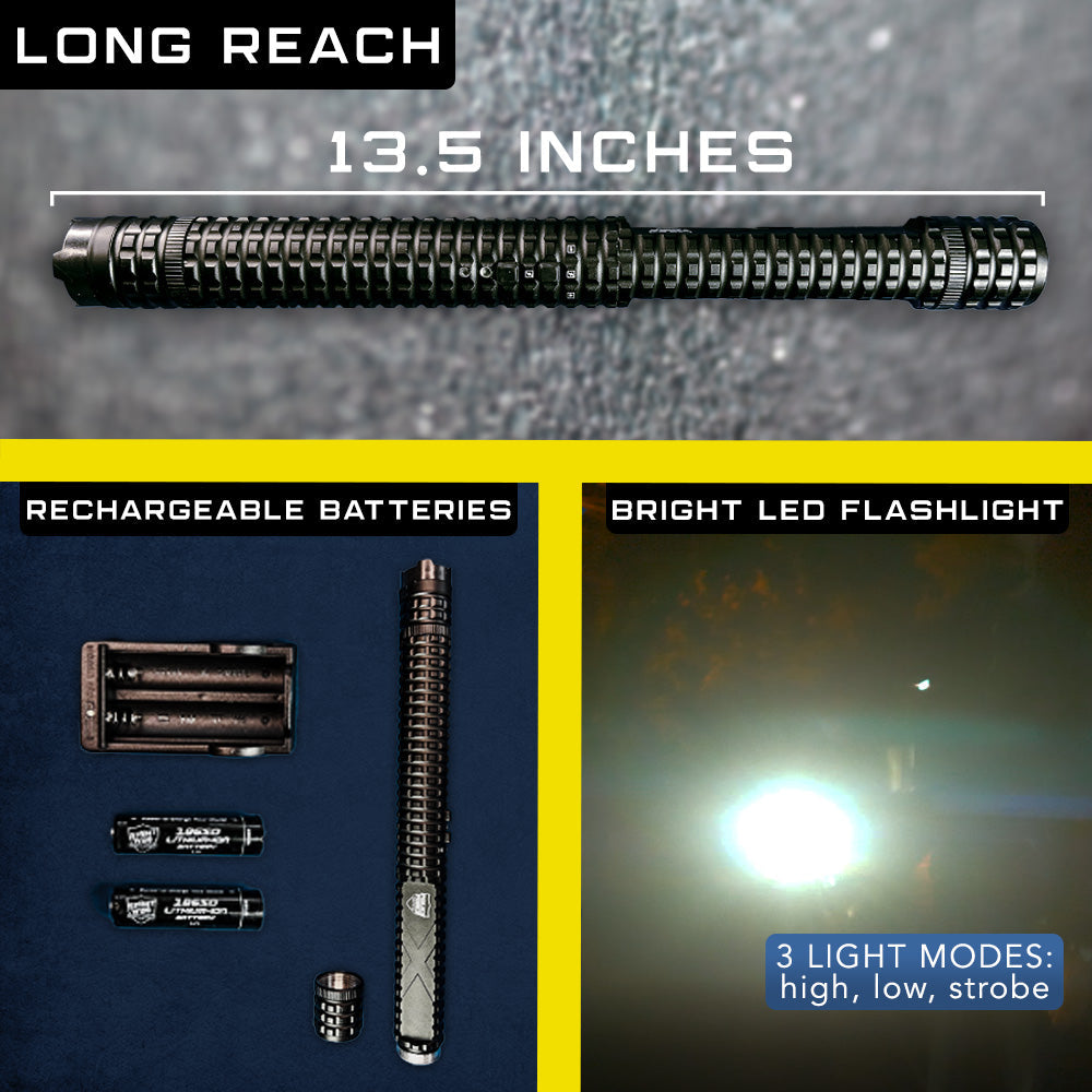 Tactical 12,000,000* Stun Baton Flashlight - Smart Pulse Safety