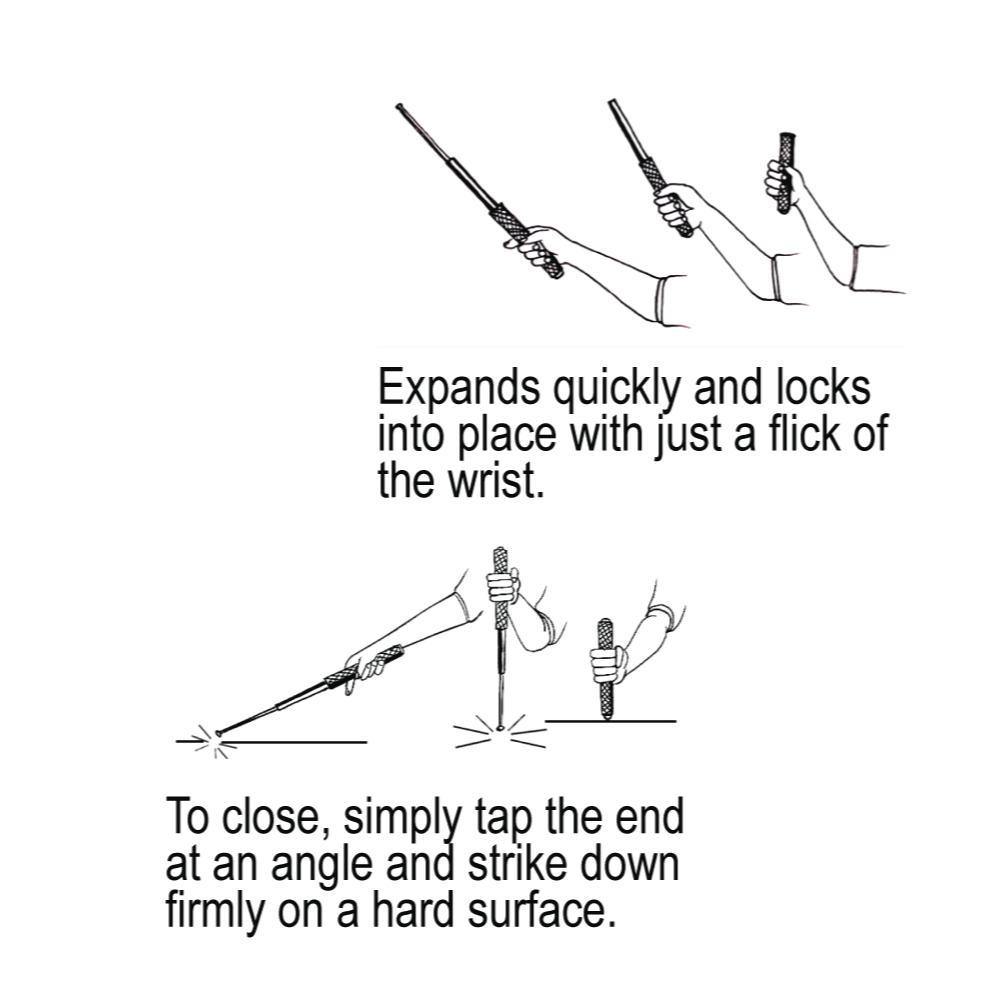 12" Expandable Steel Baton w/ Keyring -  