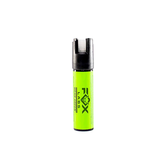 Fox Labs Mean Green pepper spray canister with green dye for assailant identification