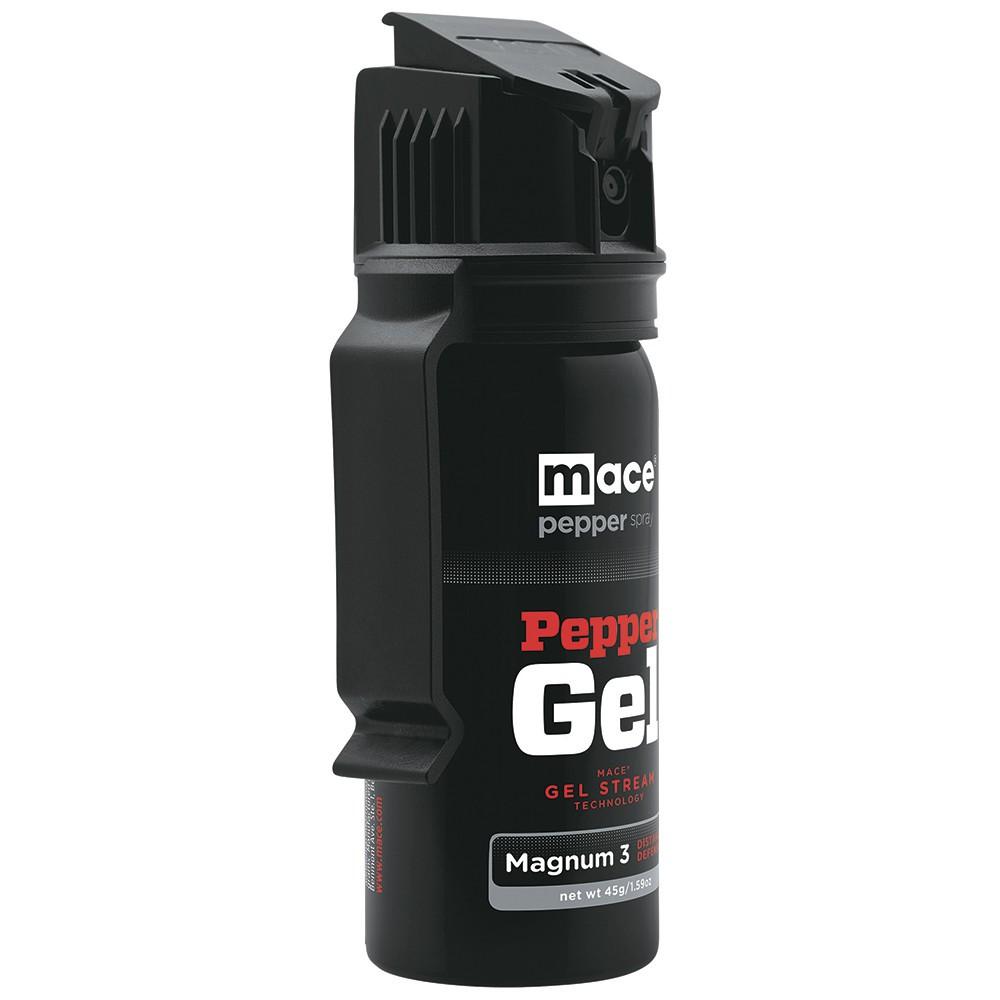 Mace Magnum 3 Flip Top Pepper Gel 45g canister with flip-top safety cap and integrated belt clip for personal protection