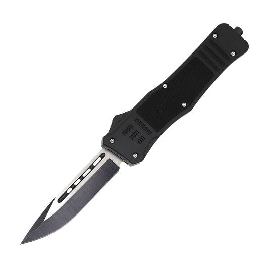 3.5" ABS OTF automatic knife with drop point blade and lightweight ABS handle closed view