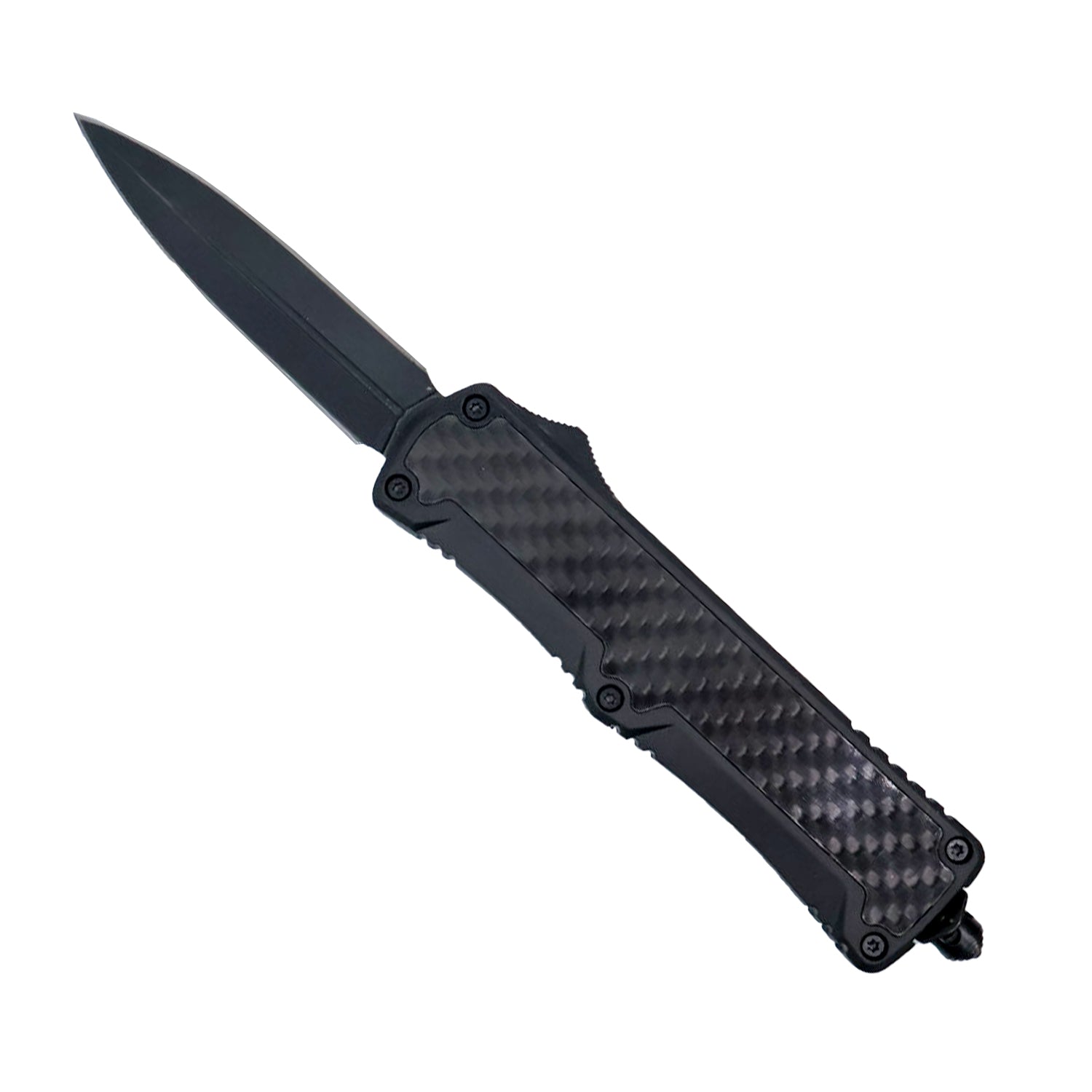 8-inch carbon fiber automatic OTF knife with dagger blade and belt clip