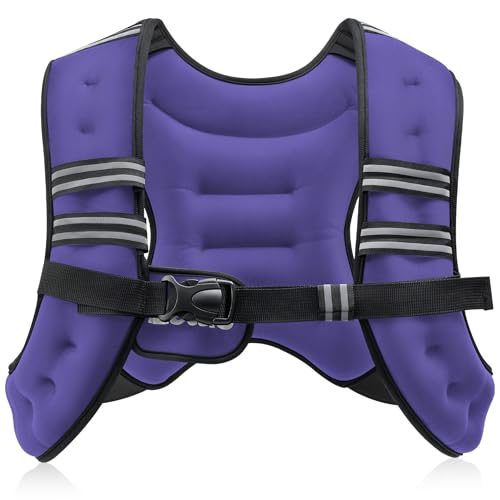 ZELUS Weighted Vest, 6lb/8lb/12lb/16lb/20lb/25lb/30lb Weight Vest with Reflective Stripe for Workout, Strength Training, Running, Fitness, Muscle Building, Weight Loss, Weightlifting