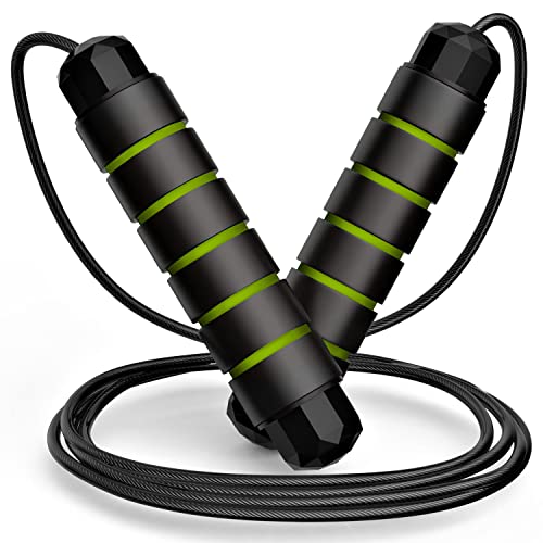 Jump Rope, Tangle-Free Rapid Speed Jumping Rope Cable with Ball Bearings for Women, Men & Kids, Adjustable Steel Jump Rope with Foam Handles for Home Gym Exercise Fitness Workout Equipment & Slim Body