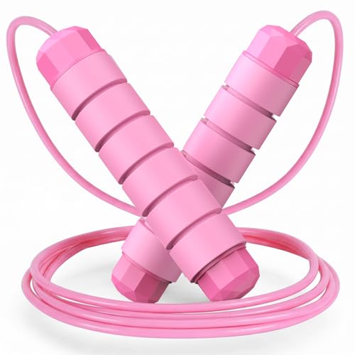 Jump Rope, Tangle-Free Rapid Speed Jumping Rope Cable with Ball Bearings for Women, Men & Kids, Adjustable Steel Jump Rope with Foam Handles for Home Gym Exercise Fitness Workout Equipment & Slim Body