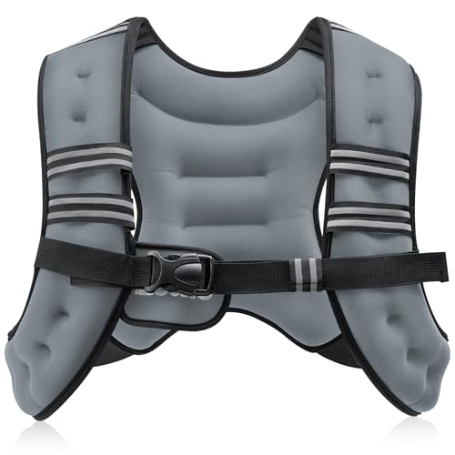 ZELUS Weighted Vest, 6lb/8lb/12lb/16lb/20lb/25lb/30lb Weight Vest with Reflective Stripe for Workout, Strength Training, Running, Fitness, Muscle Building, Weight Loss, Weightlifting