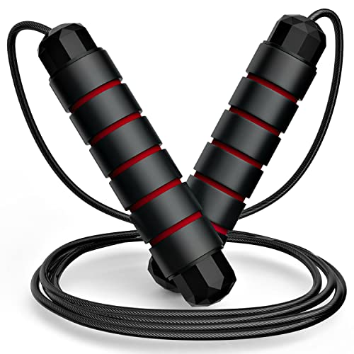 Jump Rope, Tangle-Free Rapid Speed Jumping Rope Cable with Ball Bearings for Women, Men & Kids, Adjustable Steel Jump Rope with Foam Handles for Home Gym Exercise Fitness Workout Equipment & Slim Body