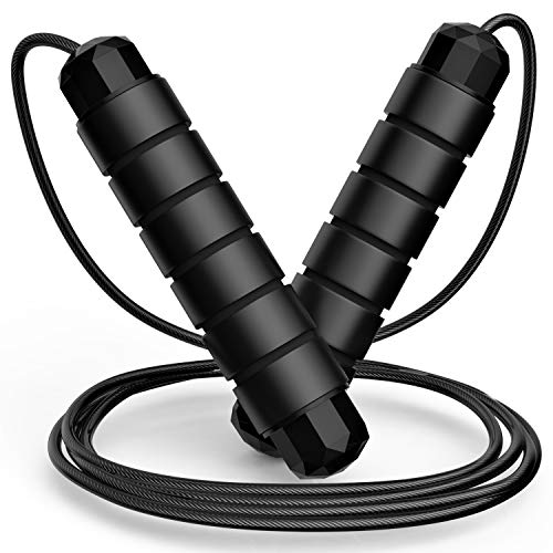 Jump Rope, Tangle-Free Rapid Speed Jumping Rope Cable with Ball Bearings for Women, Men & Kids, Adjustable Steel Jump Rope with Foam Handles for Home Gym Exercise Fitness Workout Equipment & Slim Body