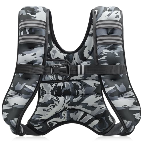 ZELUS Weighted Vest, 6lb/8lb/12lb/16lb/20lb/25lb/30lb Weight Vest with Reflective Stripe for Workout, Strength Training, Running, Fitness, Muscle Building, Weight Loss, Weightlifting
