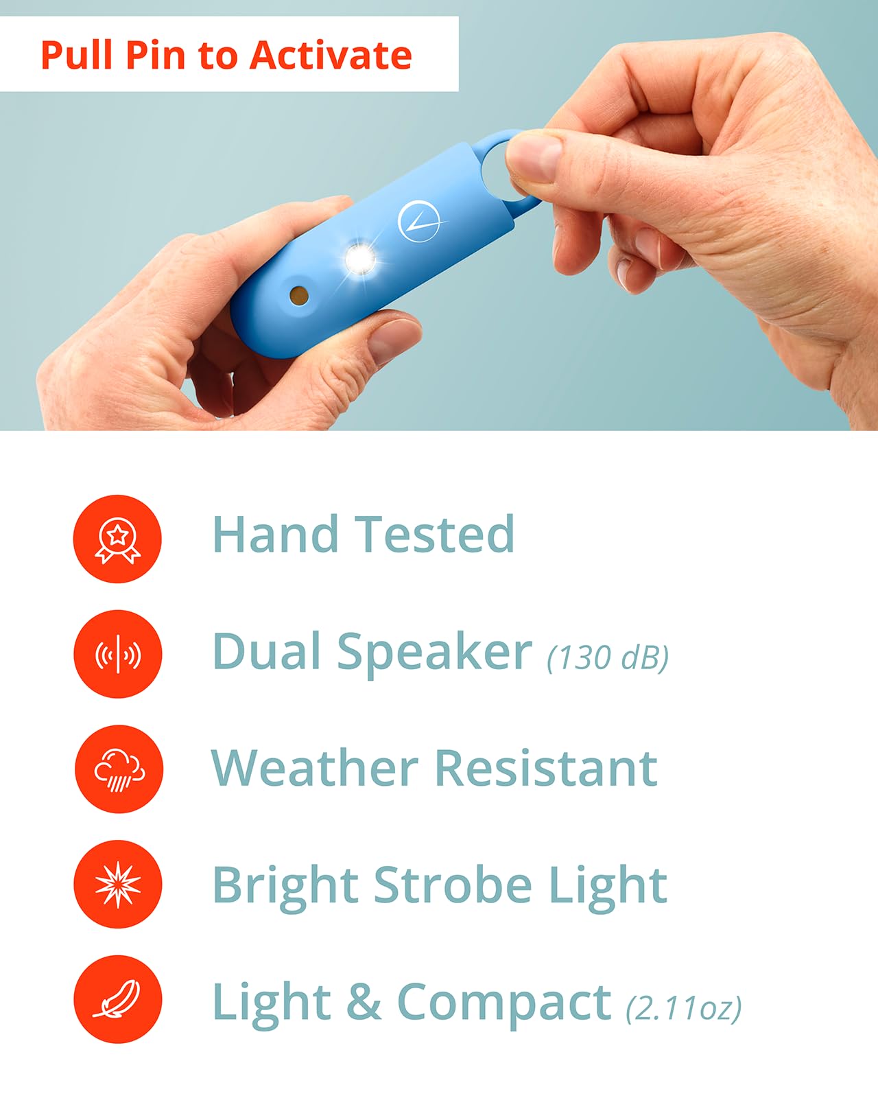 Vantamo Personal Alarm for Self Defense with Low Battery Notice, Strobe Light & Extra Loud 130 dB Double Speakers Safety Keychain Set for Women, Rechargeable Panic Button for Womens Self Defense