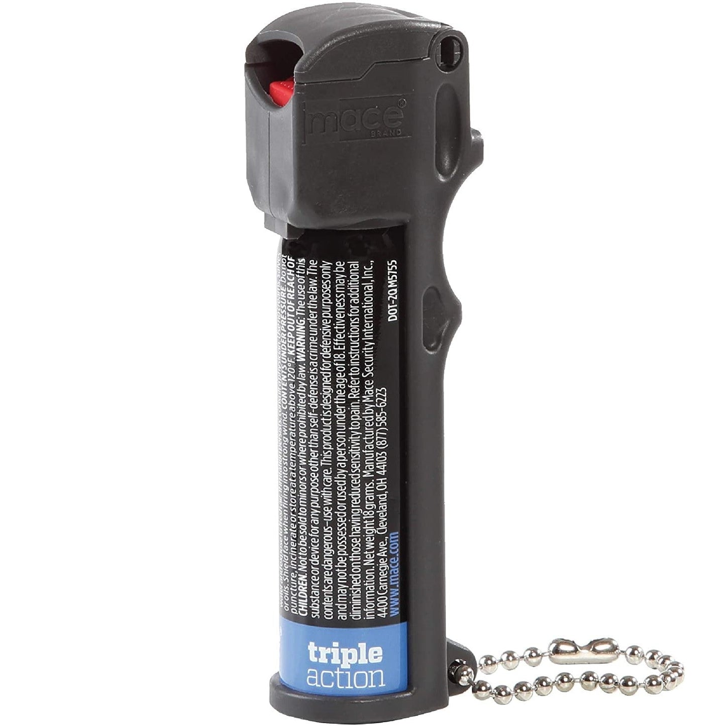 Mace 3-in-1 Flip Top Pepper Spray 18g with ergonomic grip and keychain clip for personal protection