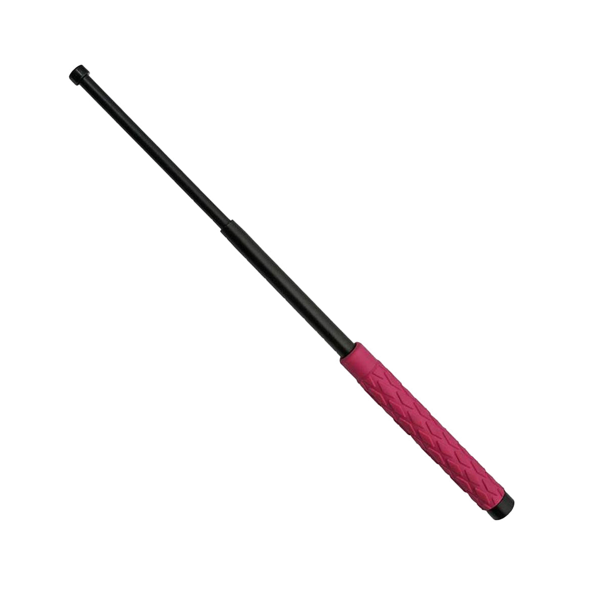 Pink expandable telescopic steel baton with rubber handle and nylon holster