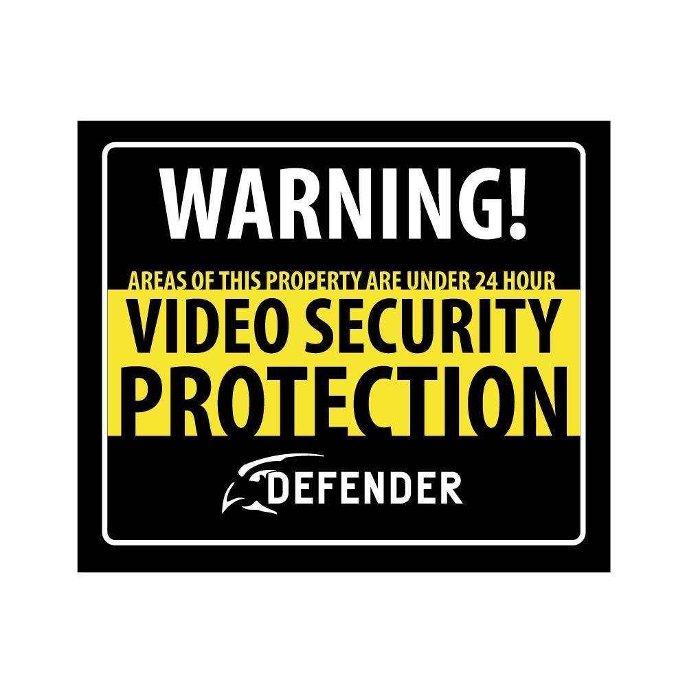 Defender Indoor Video Security System Warning Sign w/Stickers - Smart Pulse Safety