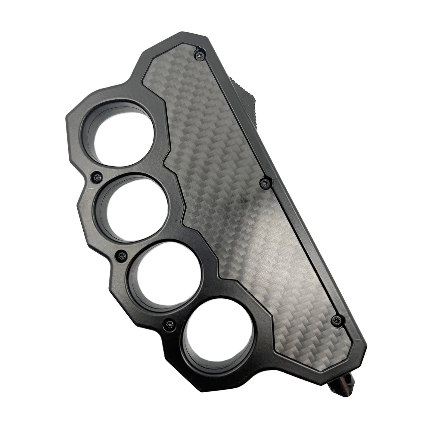 6" OTF Knuckle Knife Black with Carbon Fiber