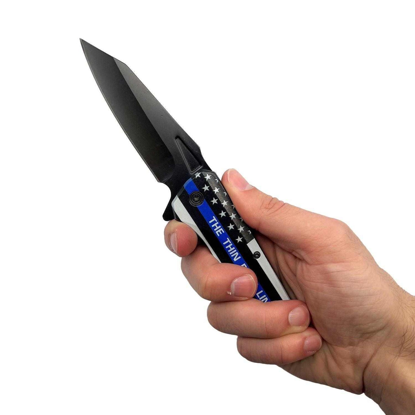 -- 3" Thin Blue Line Knife With ABS Handle  Knife 3" Thin Blue Line Knife