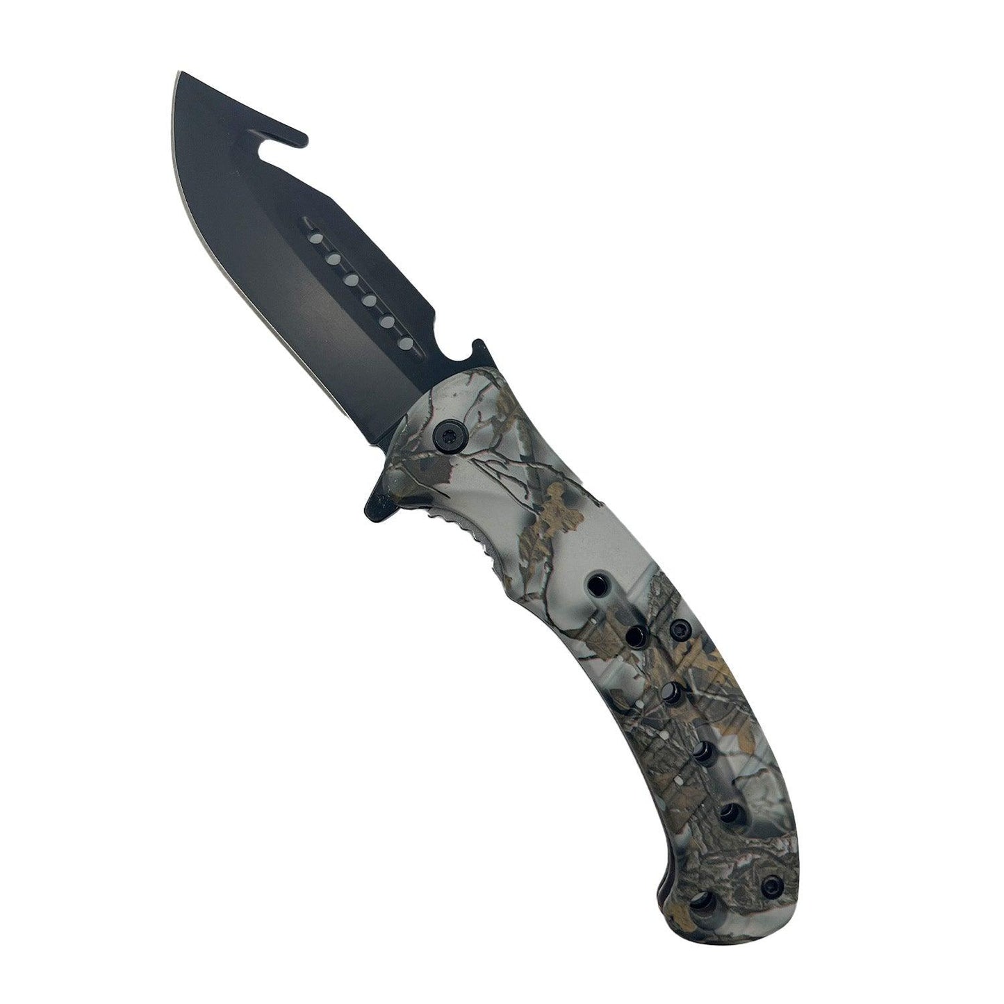 -- 8.75" Camo Spring Assisted Knife w/ ABS Handle  Knife 75" Camo Spring Assisted Knife