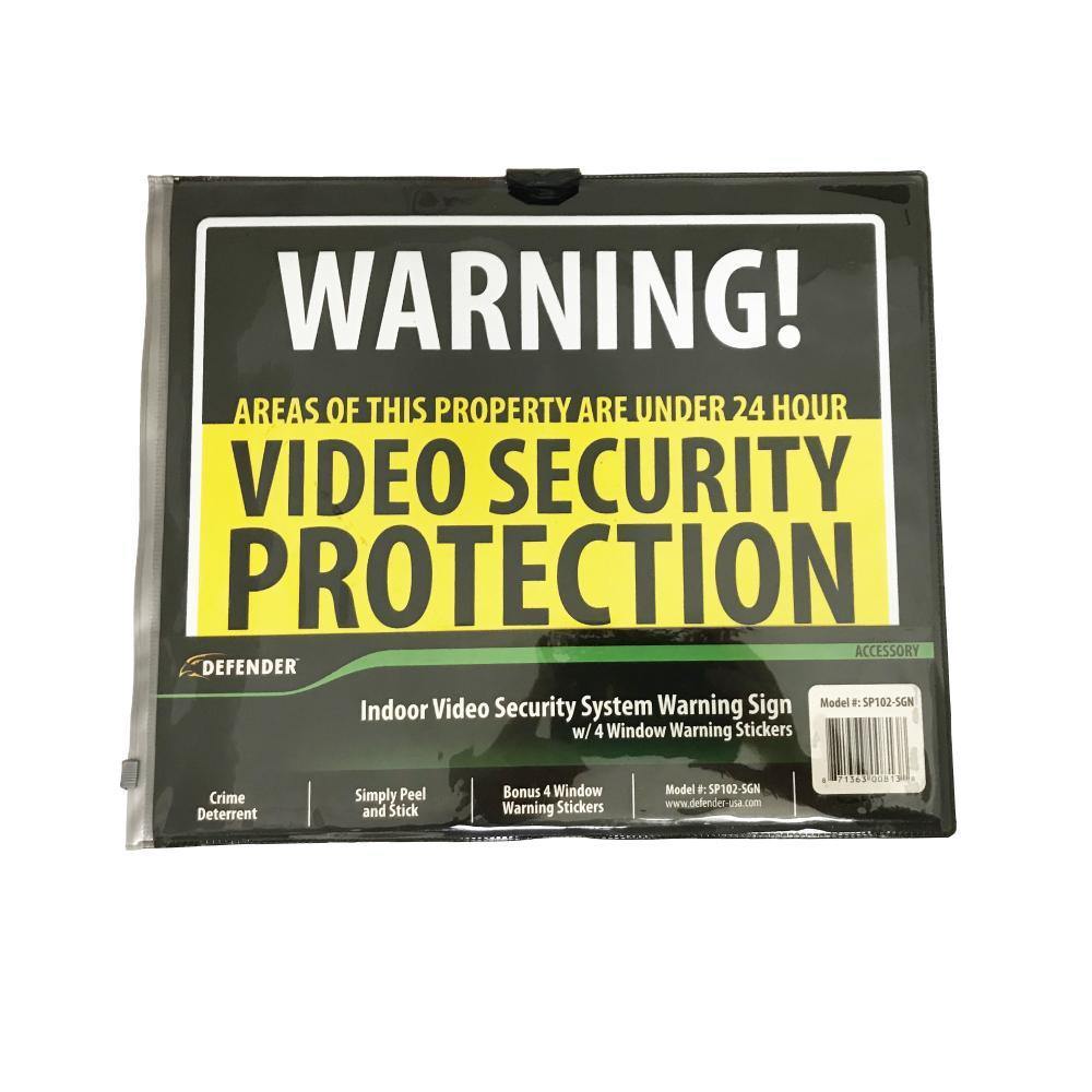 Defender Indoor Video Security System Warning Sign w/Stickers - Smart Pulse Safety