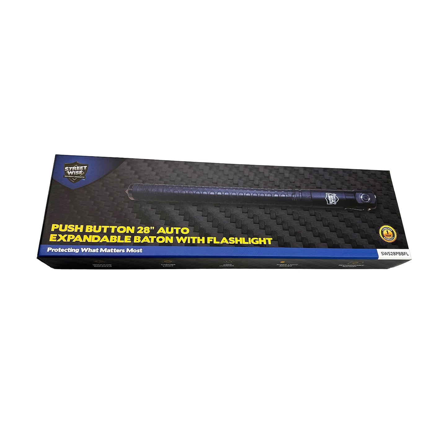 Streetwise Push Button Auto Expandable Baton with Flashlight