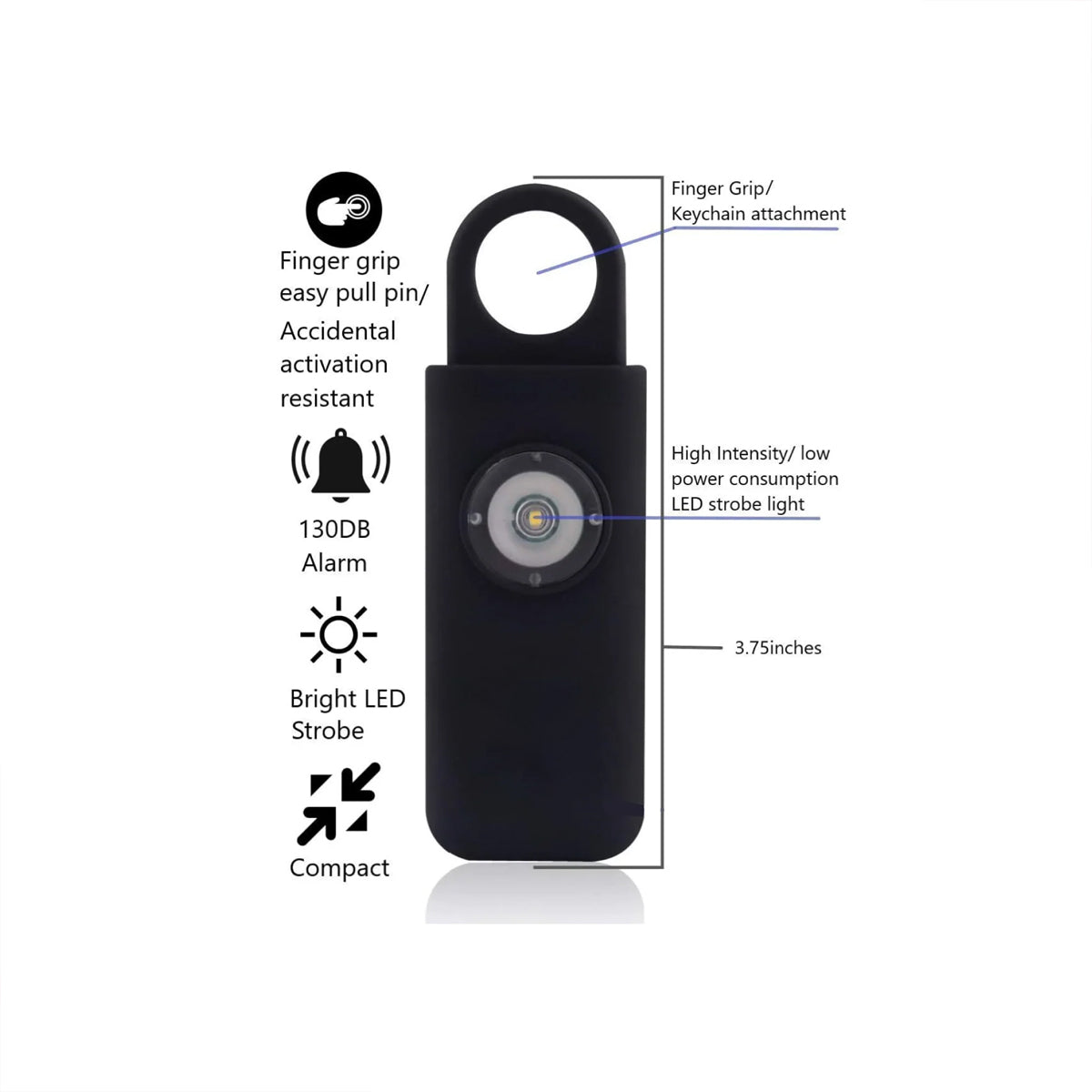 SOS Pull Pin Alarm w/ Strobe Light - Smart Pulse Safety