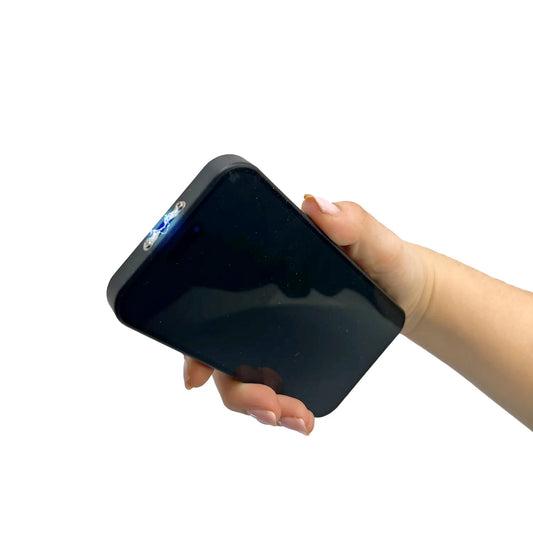 FriPhone Pro-tector stun gun disguised as a smartphone with USB-C charging cable and safety features