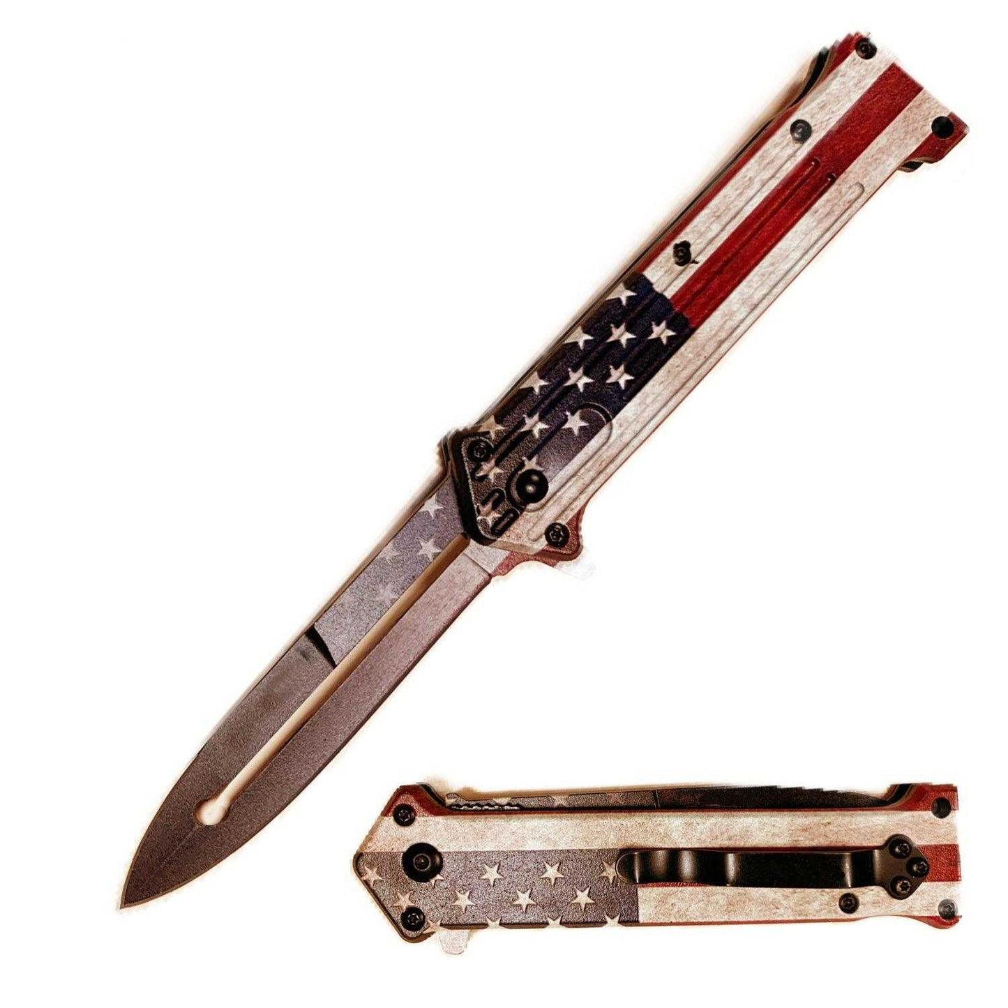 -- 8" Inch US Flag Joker Folding Knife  Knife Flag Joker Folding Knife