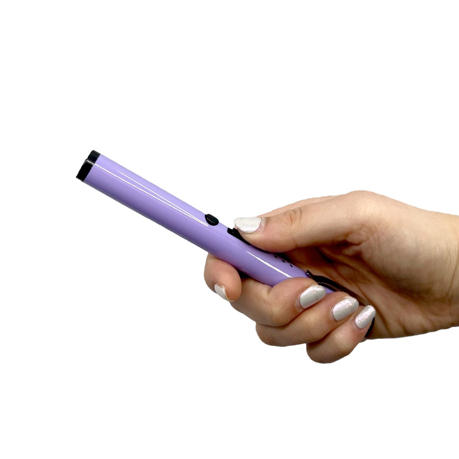 Streetwise disguised stun pen light purple self-defense product in hand