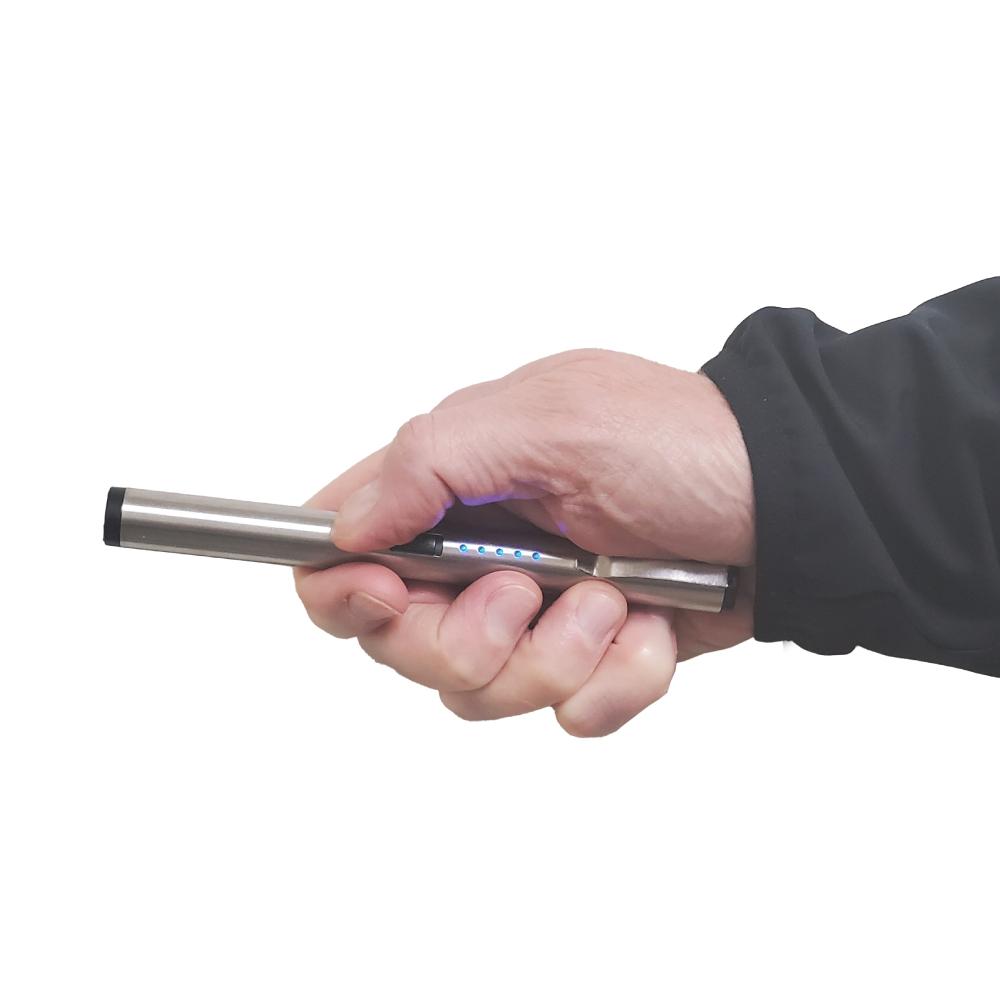 Streetwise disguised stun pen silver self-defense product in hand