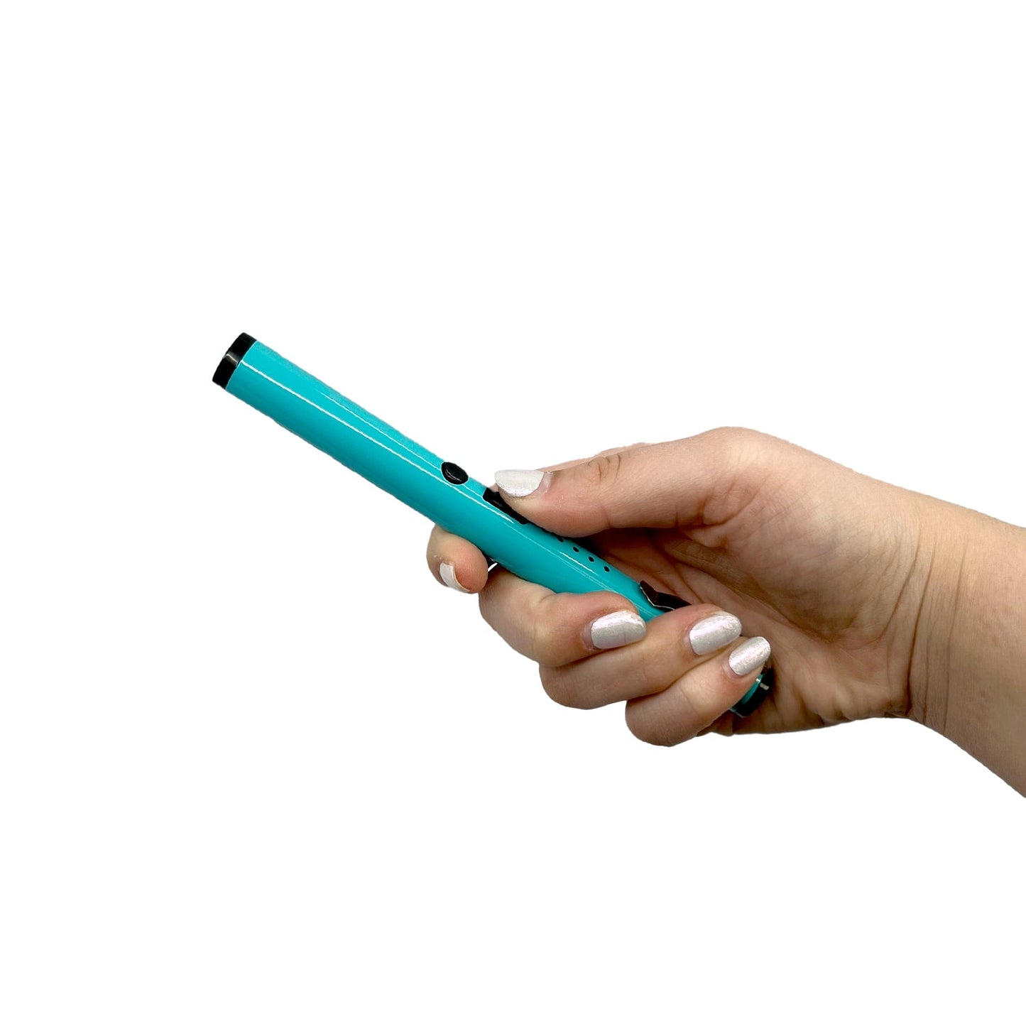 Streetwise disguised stun pen teal self-defense product in hand
