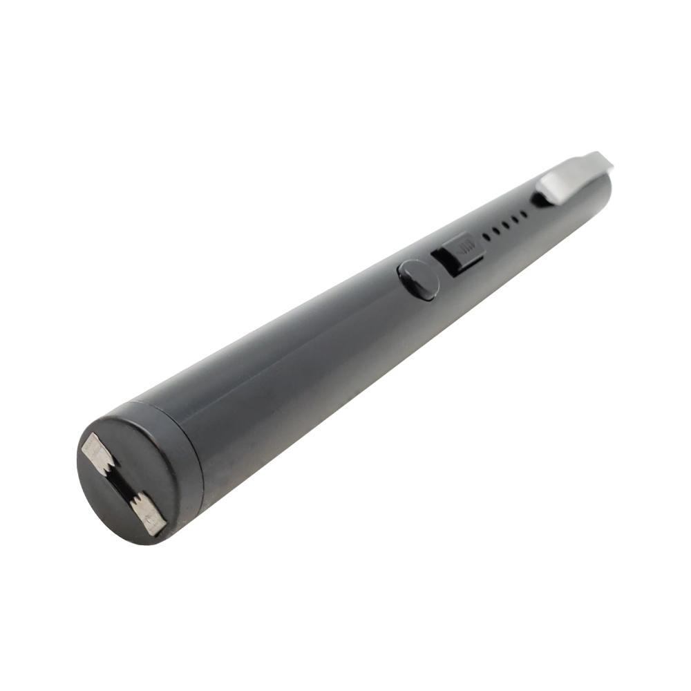 Streetwise disguised rechargeable stun pen black angled view showing contact probes and stun button