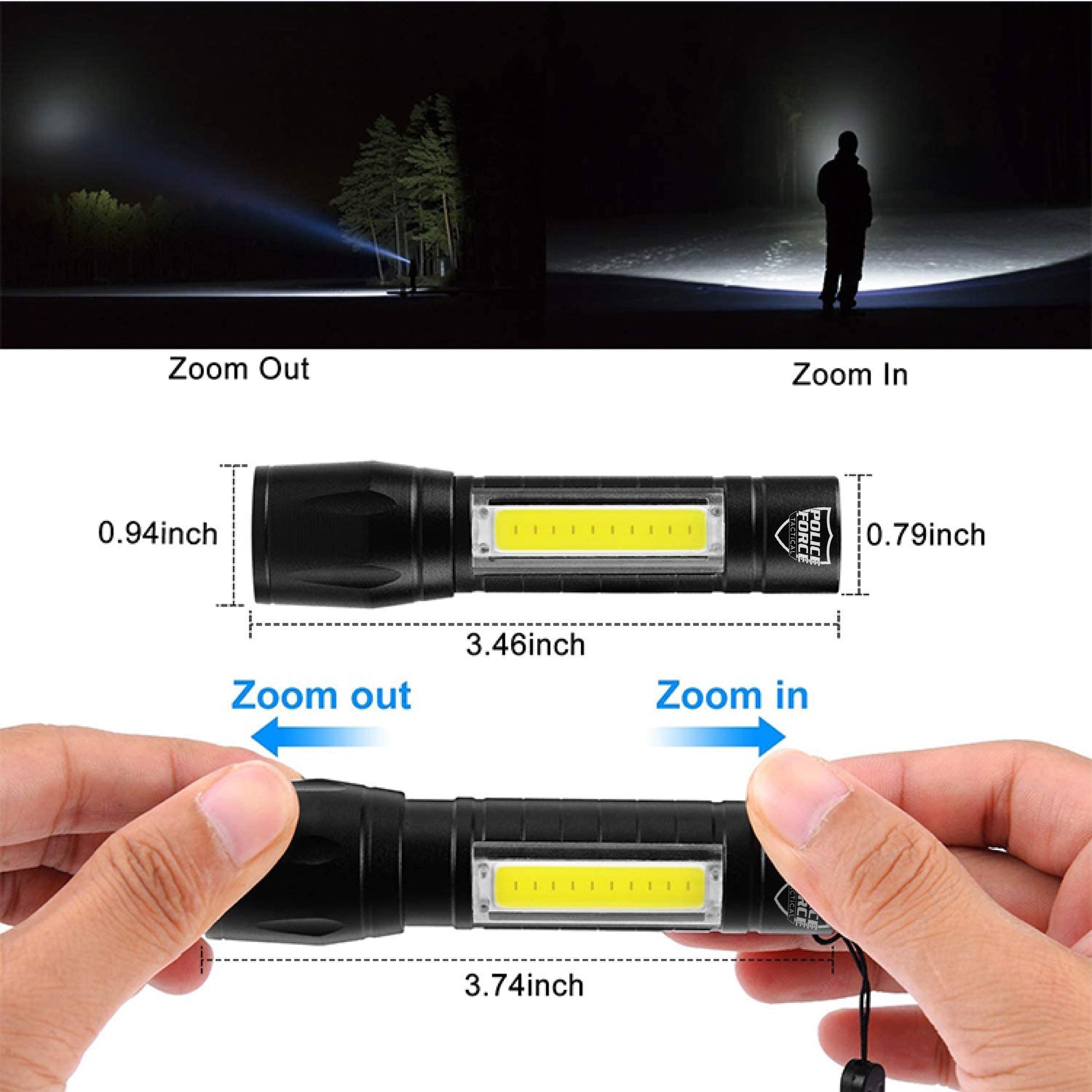 Tactical XPE/COB Mini Flashlight - Smart Pulse Safety