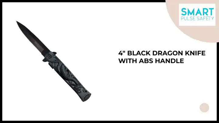 4" Black Dragon Knife with ABS Handle by@Outfy