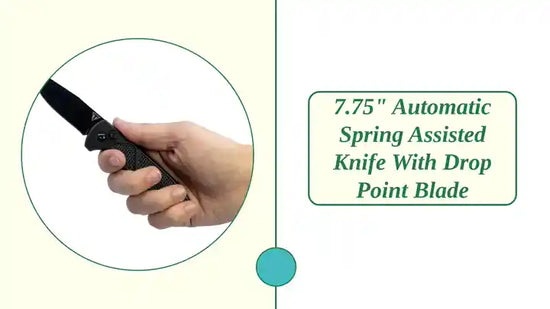 7.75" Automatic Spring Assisted Knife with Drop Point Blade by@Outfy