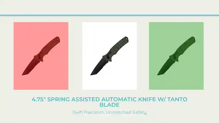 4.75" Spring Assisted Automatic Knife W/ Tanto Blade by@Outfy