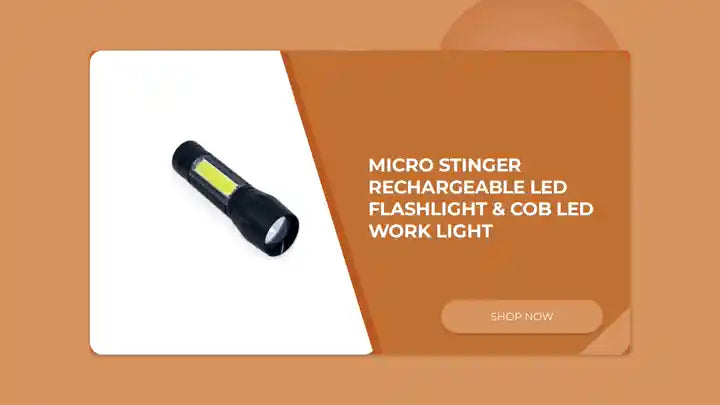 Micro Stinger Rechargeable LED Flashlight &amp; COB LED Work Light by@Outfy