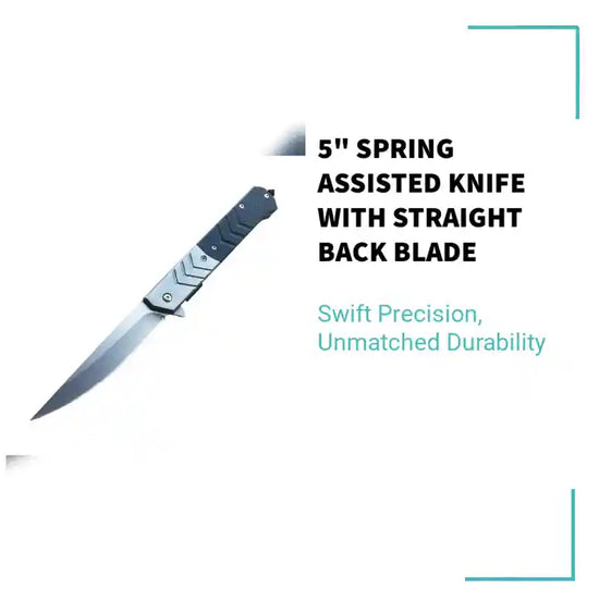 5" Spring Assisted Knife With Straight Back Blade by@Outfy