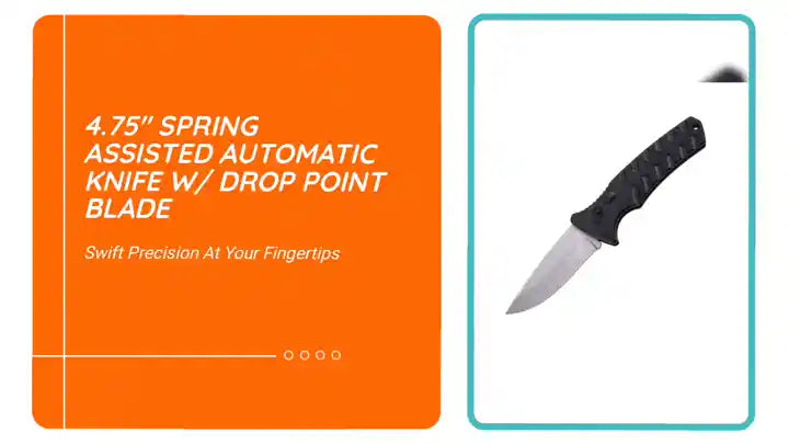 4.75" Spring Assisted Automatic Knife W/ Drop Point Blade by@Outfy