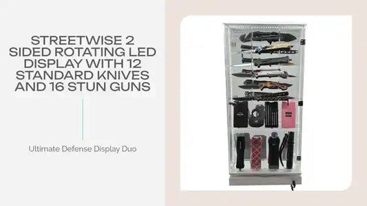 Streetwise 2 Sided Rotating LED Display with 12 Standard Knives and 16 Stun Guns by@Outfy