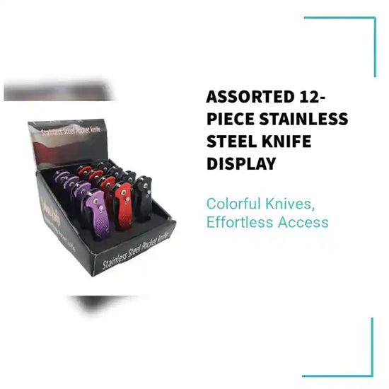 Assorted 12-Piece Stainless Steel Knife Display by@Outfy