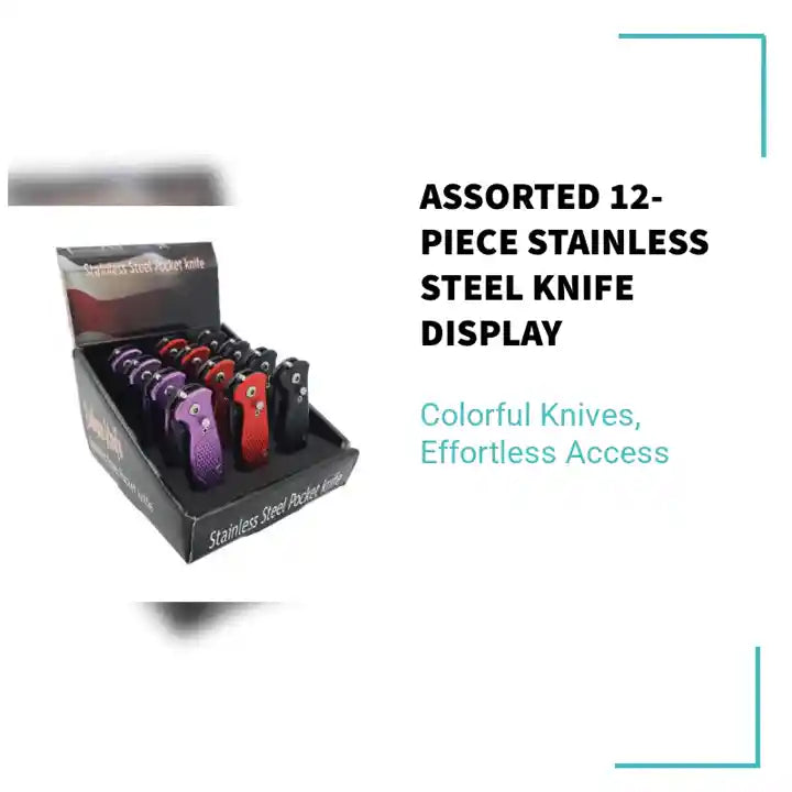Assorted 12-Piece Stainless Steel Knife Display by@Outfy
