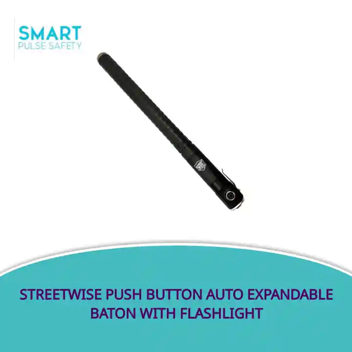 Streetwise Push Button Auto Expandable Baton with Flashlight by@Outfy